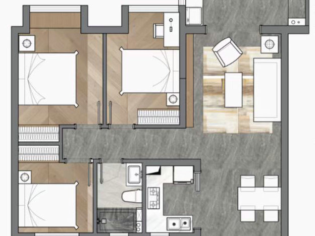 融創(chuàng)城90平現(xiàn)代風格裝修效果圖