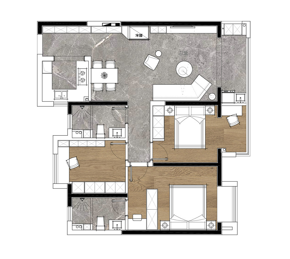 中建鉑公館110平簡約風格裝修效果圖
