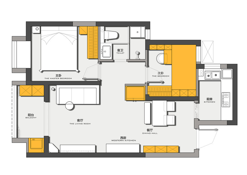 地鐵時代云上城88平中古風格裝修效果圖