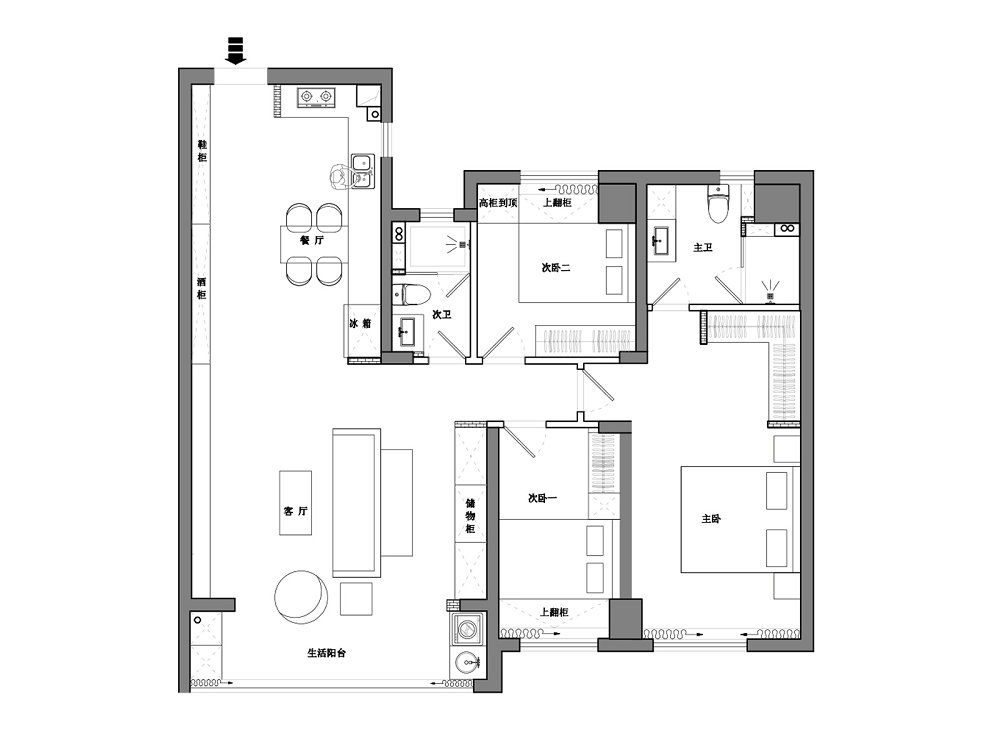 華僑城歡樂(lè)天際129平現(xiàn)代風(fēng)格裝修效果圖