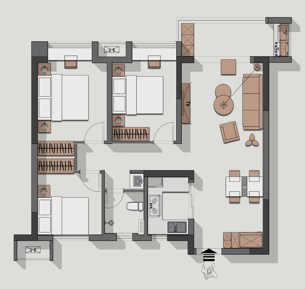 融創(chuàng)城94平法式復古風格裝修效果圖