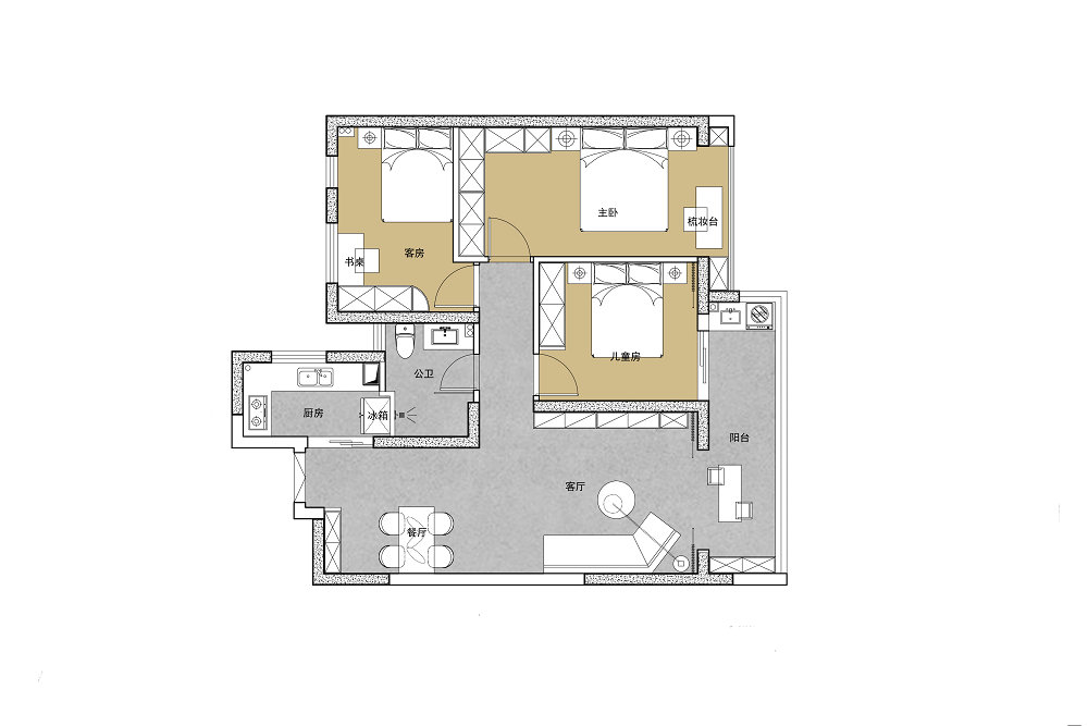 臨江府105平現(xiàn)代風格裝修效果圖
