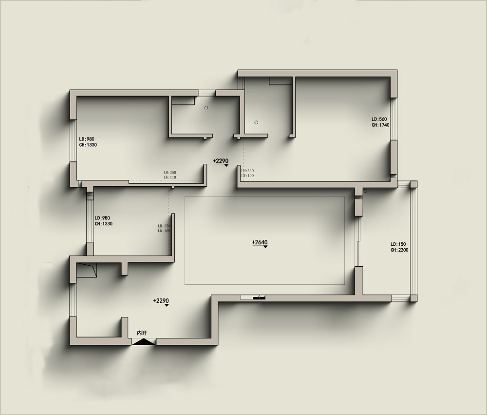 萬科城花璟苑90平復古風格裝修效果圖