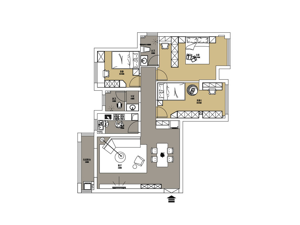聯(lián)發(fā)九都府120平現(xiàn)代風(fēng)格裝修效果圖