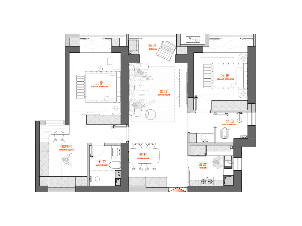 星譽國際云居127平現(xiàn)代奶油風格裝修效果圖