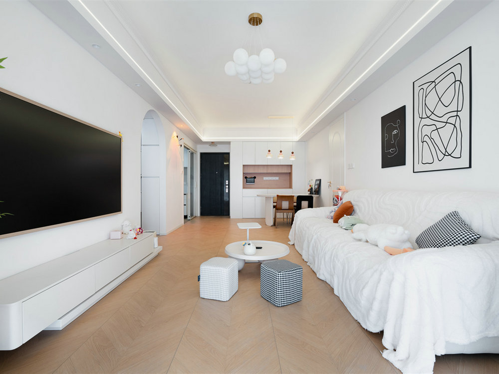 星譽國際云居127平現(xiàn)代奶油風格裝修效果圖