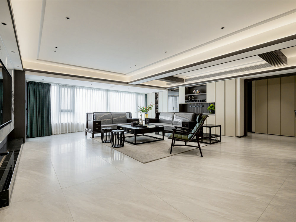 金沙泊岸220平新中式風(fēng)格裝修效果圖