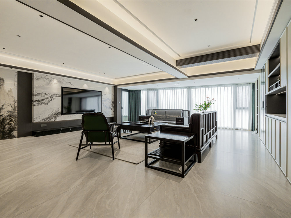 金沙泊岸220平新中式風(fēng)格裝修效果圖