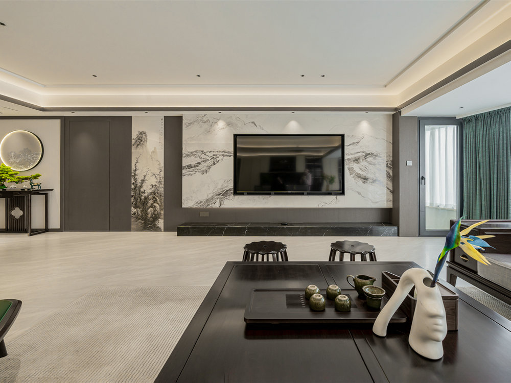 金沙泊岸220平新中式風(fēng)格裝修效果圖