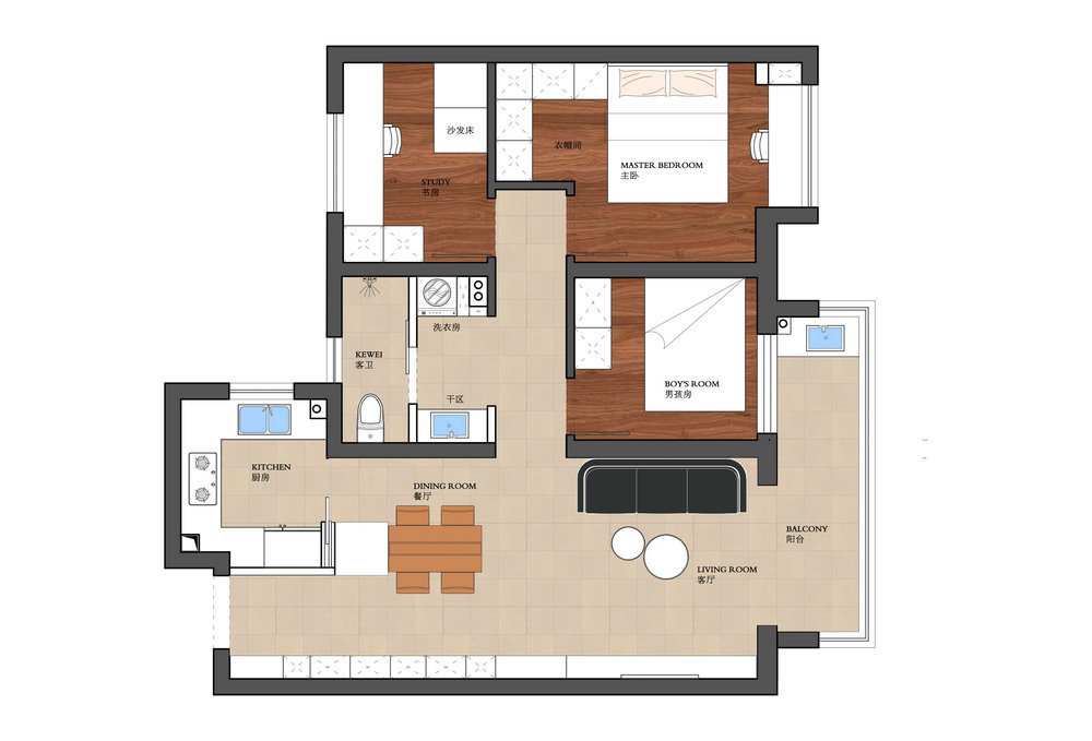 中建大公館101平現(xiàn)代風(fēng)格裝修效果圖