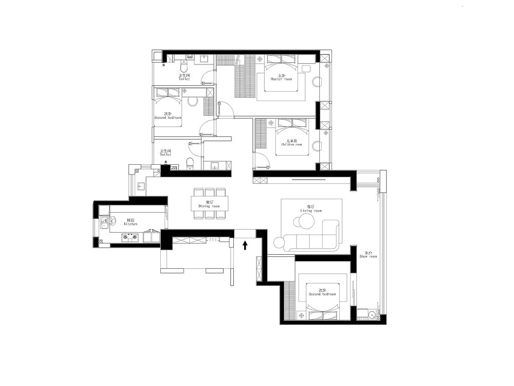 融僑濱江城美域181平現(xiàn)代風(fēng)格裝修效果圖