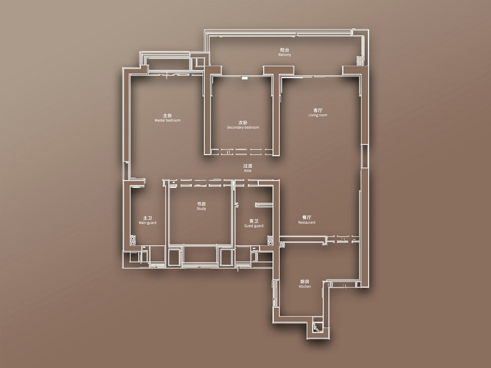 華僑城紅坊128平奶油法式風(fēng)格裝修效果圖