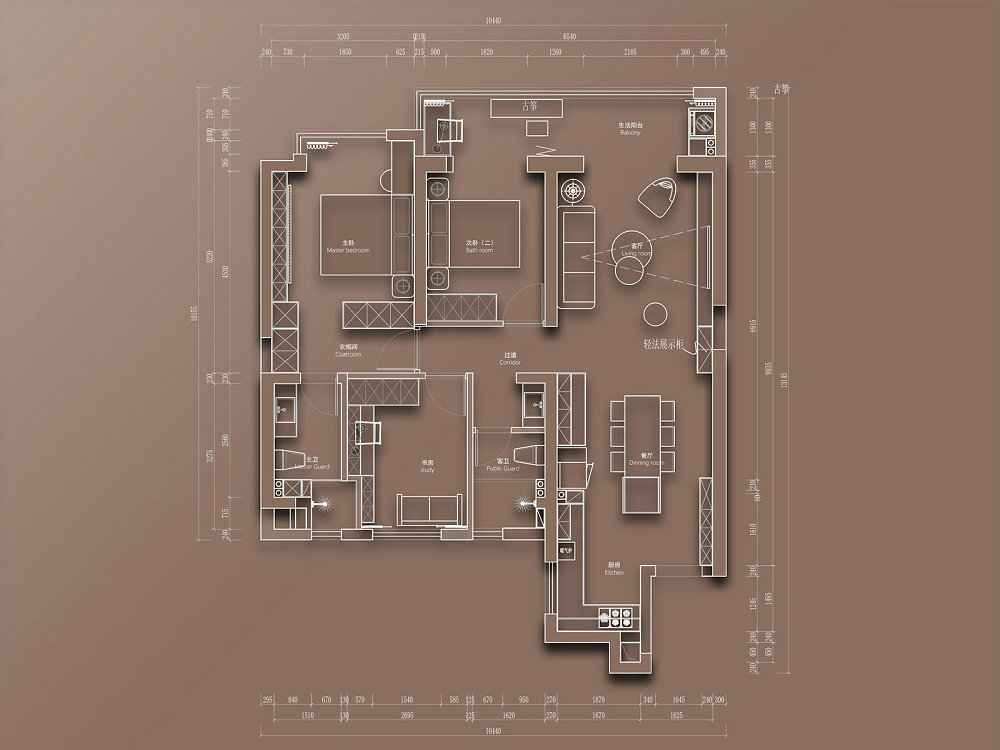 華僑城紅坊128平奶油法式風(fēng)格裝修效果圖