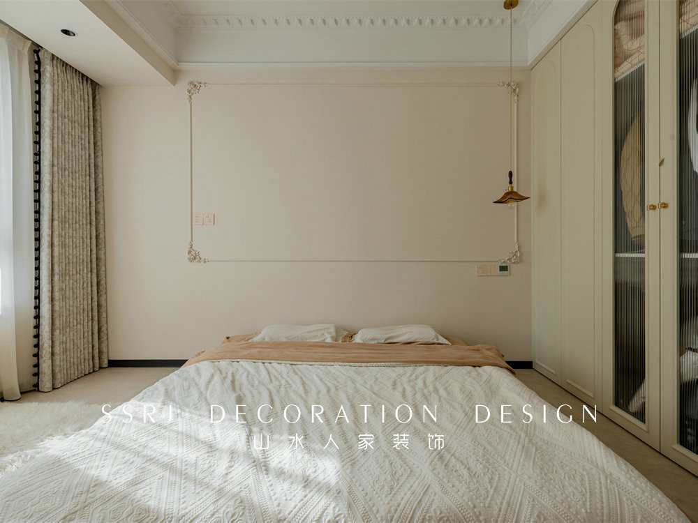 華僑城紅坊128平奶油法式風(fēng)格裝修效果圖