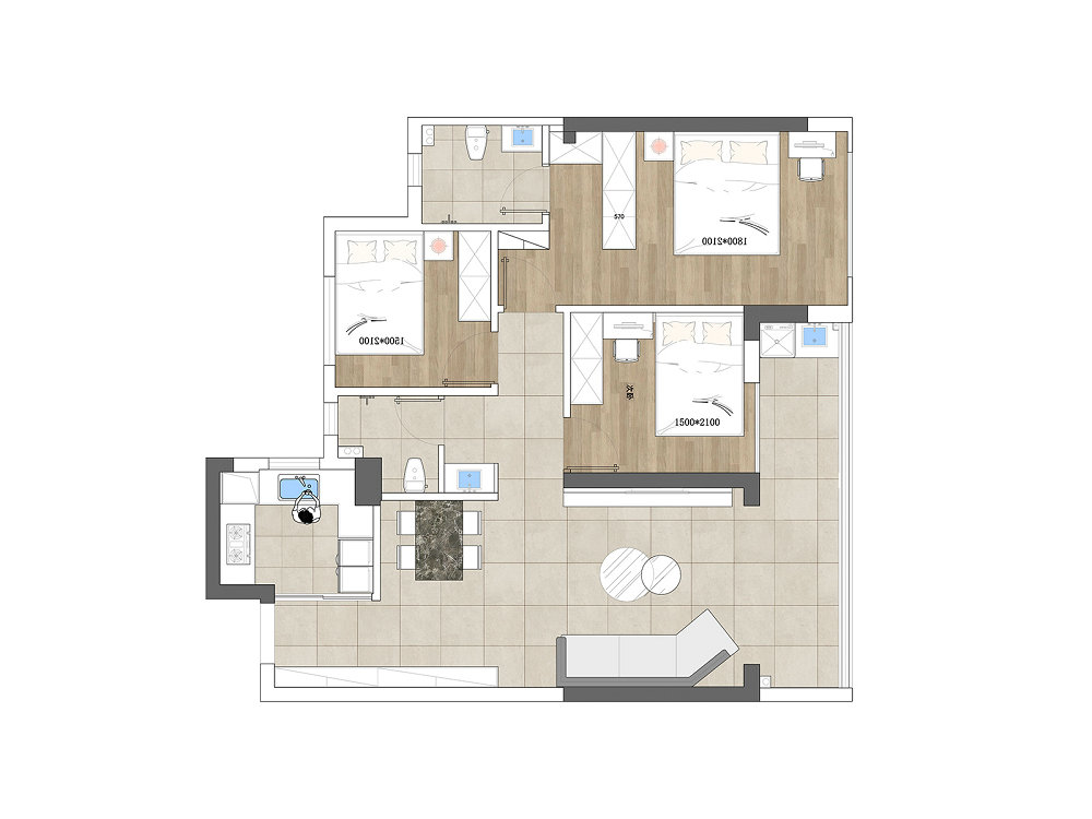 尚城國(guó)際106平意式極簡(jiǎn)風(fēng)格裝修效果圖