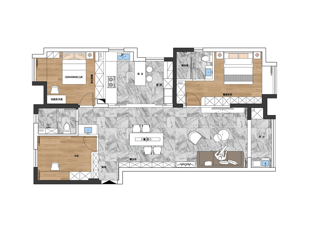 漢陽印象135平現(xiàn)代風(fēng)格裝修效果圖