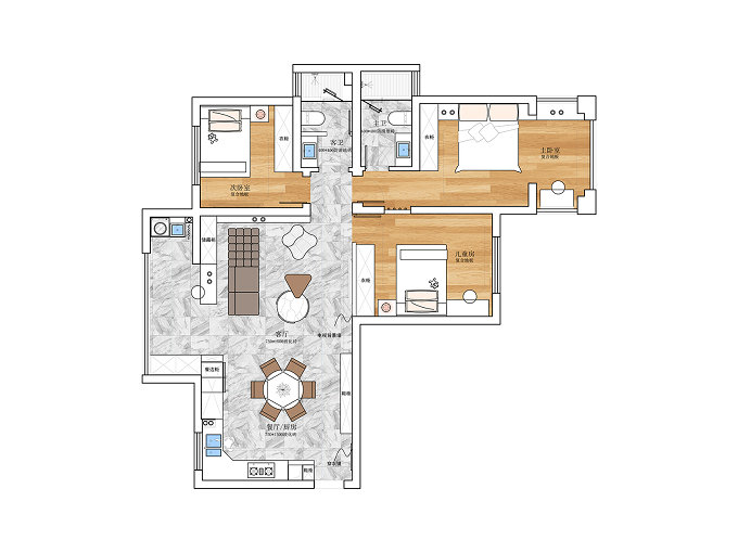 海林廣場(chǎng)123平現(xiàn)代風(fēng)格裝修效果圖