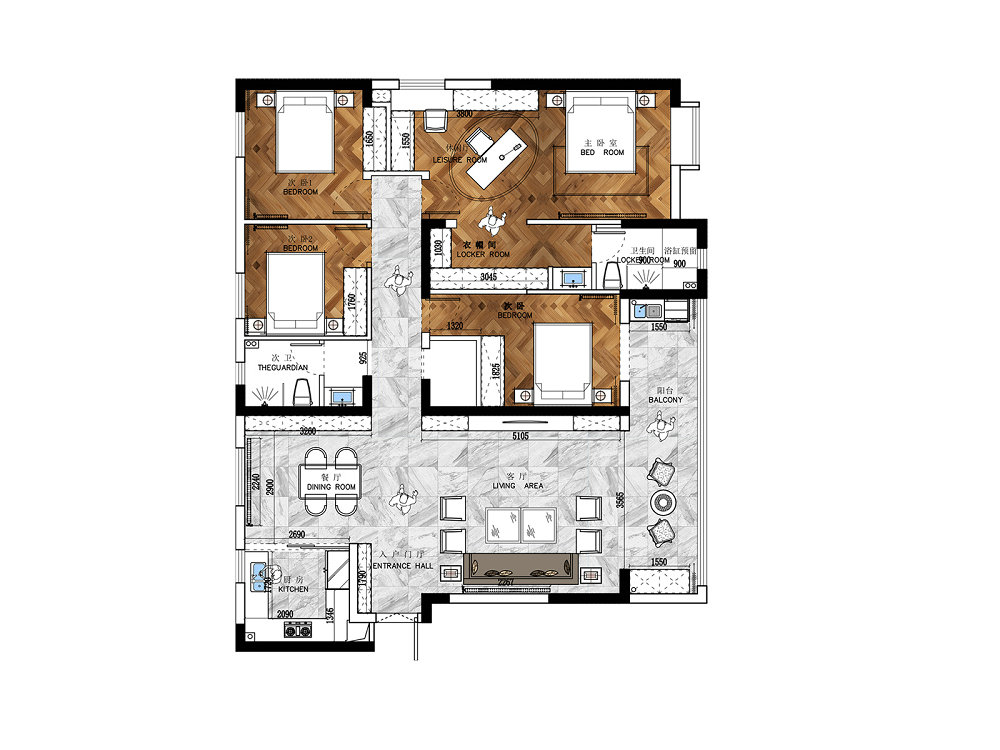 嘉河盛景190平現(xiàn)代風(fēng)格裝修效果圖