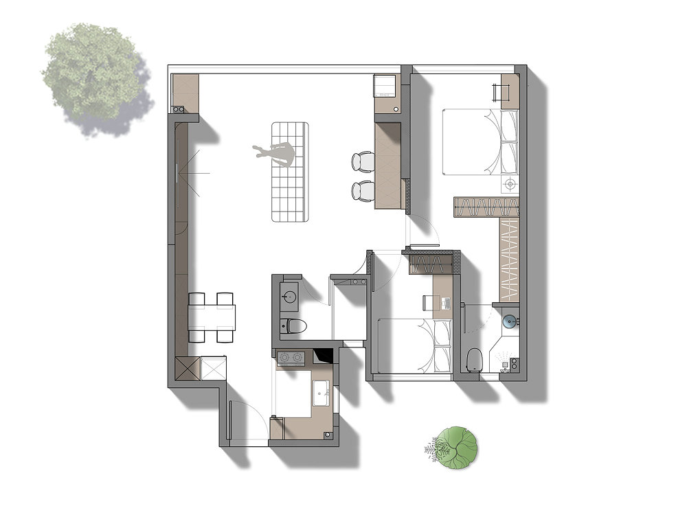 國博城鳳棲居122平中古風格裝修效果圖