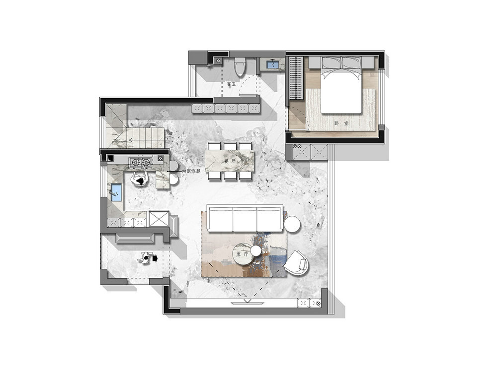 新希望錦粼九里169平現(xiàn)代風(fēng)格疊拼別墅裝修效果圖