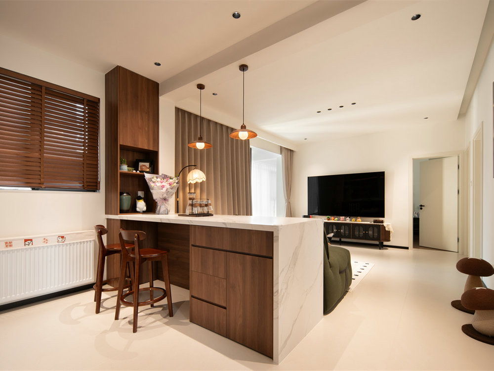 新長江香榭琴臺104平中古風(fēng)格裝修效果圖