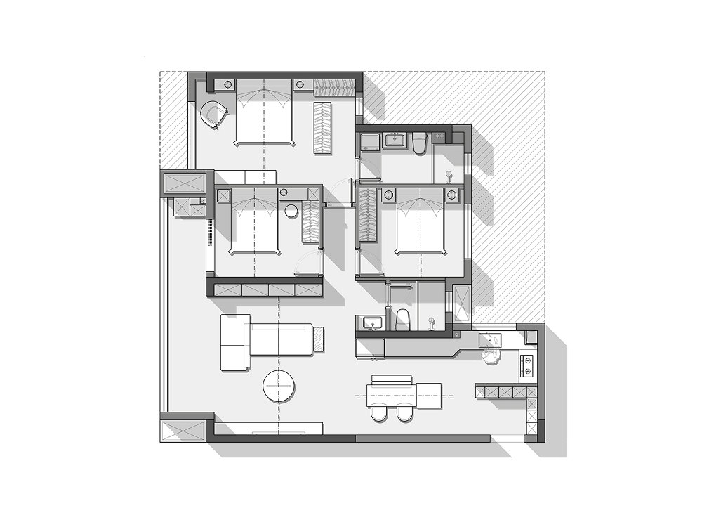 中交澄園130平現(xiàn)代極簡風(fēng)格裝修效果圖