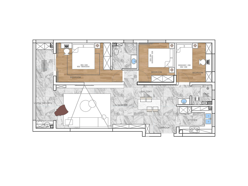 中建星光城126平現(xiàn)代風(fēng)格裝修效果圖