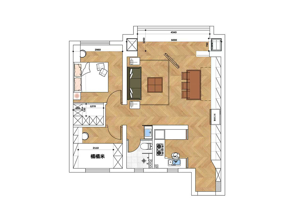 二十四城98平簡約原木風(fēng)格裝修效果圖