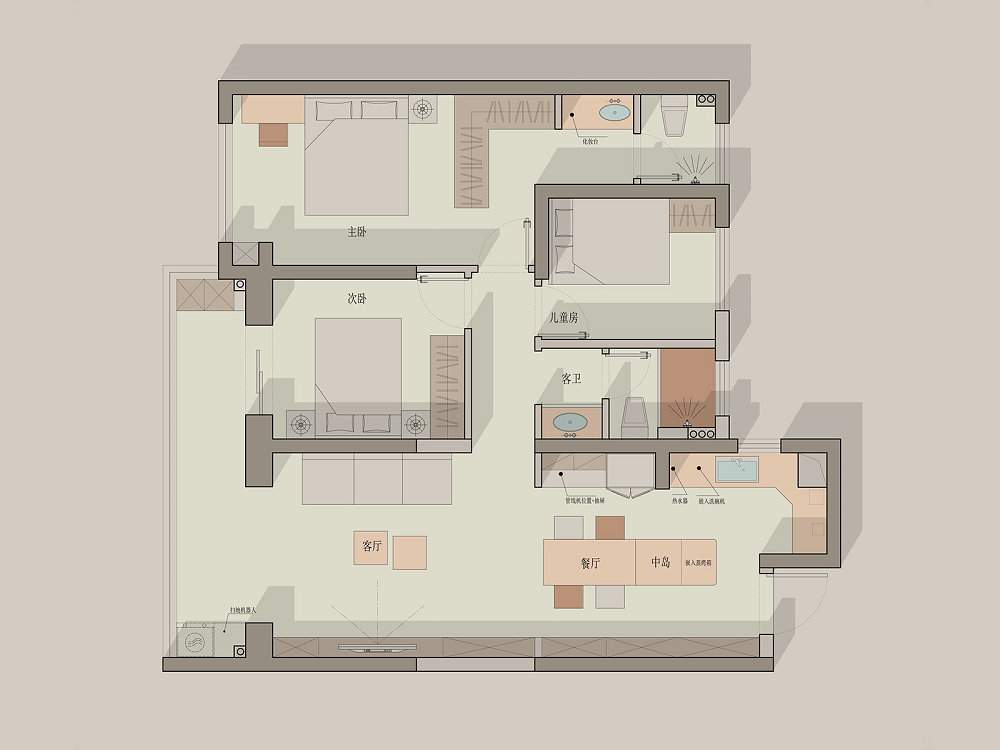 月亮灣137平現(xiàn)代風格裝修效果圖