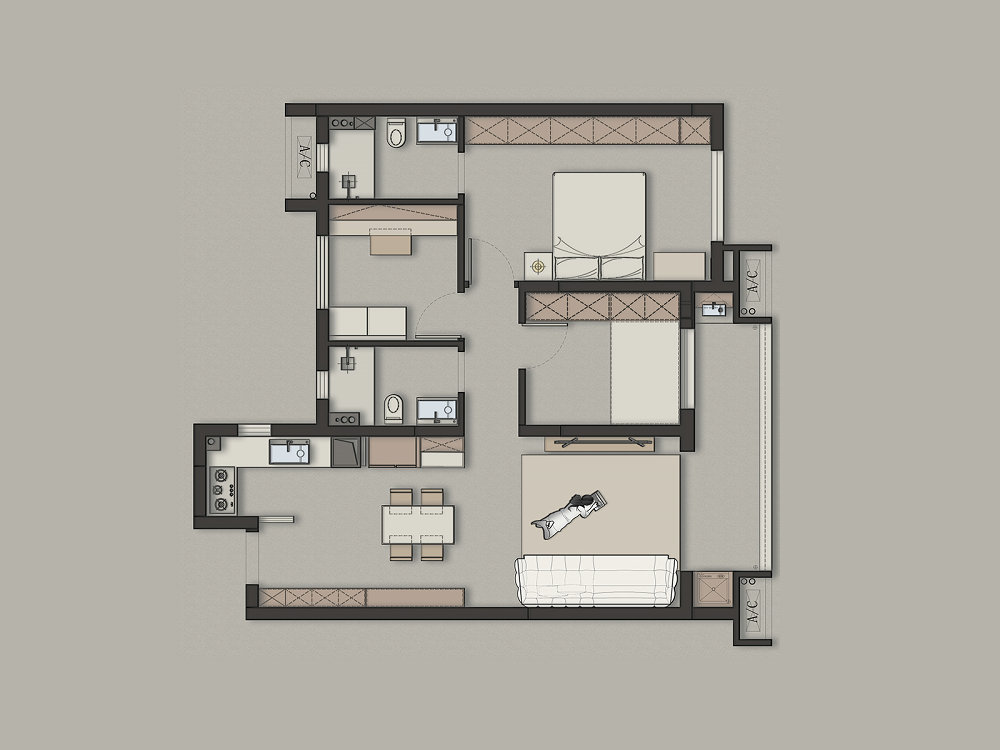 二十四城118平法式復(fù)古風(fēng)裝修效果圖