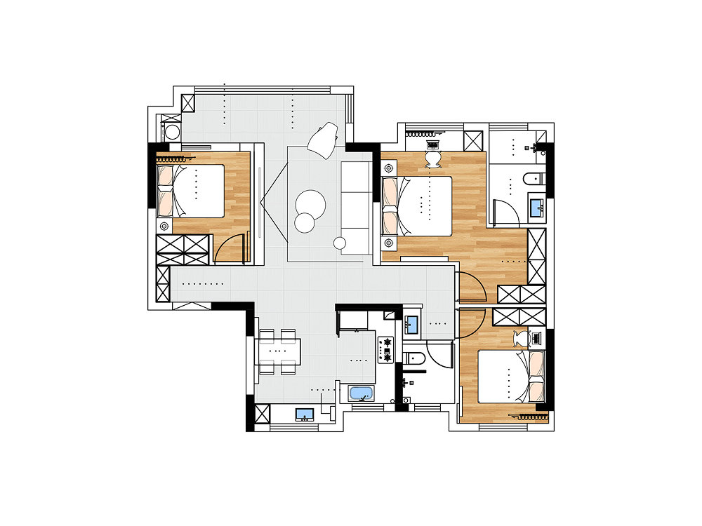 鼎正悅府108平現(xiàn)代風(fēng)格裝修效果圖