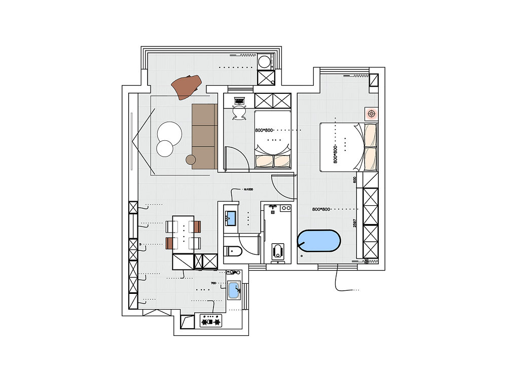 中建大公館102平意式輕奢風(fēng)格裝修效果圖