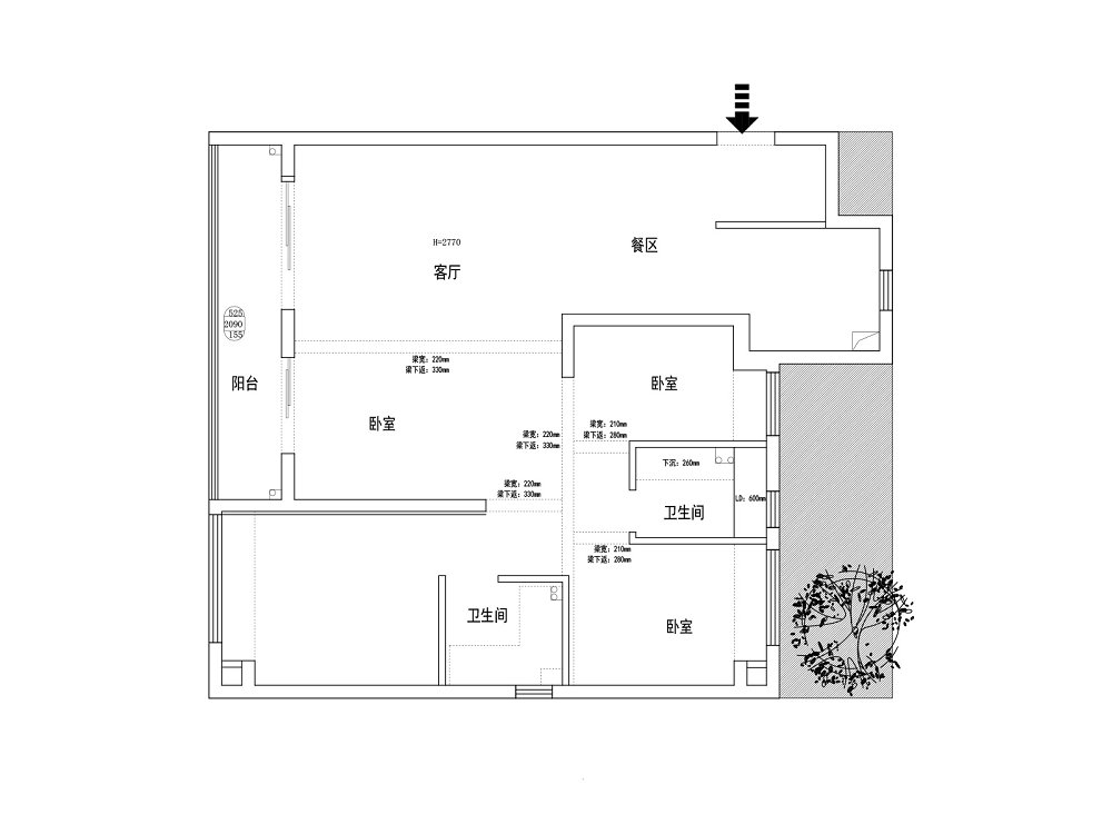 綠城留香園132平原木奶油風(fēng)格裝修效果圖