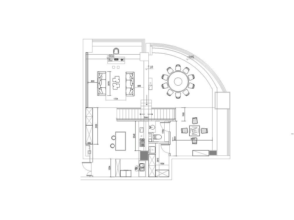 西北湖中心190平新中式風(fēng)格裝修效果圖